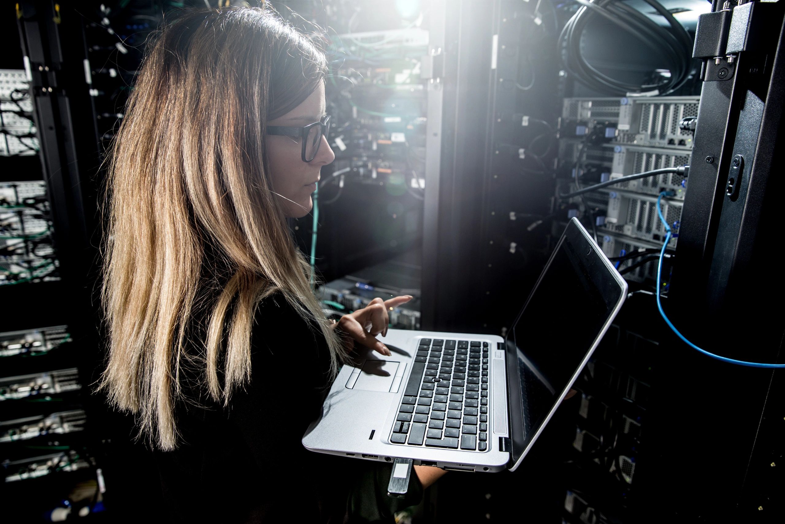IT engineer in server room